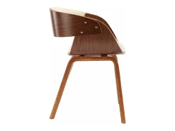 Sillas de comedor 4 unidades madera curvada y cuero sintético crema