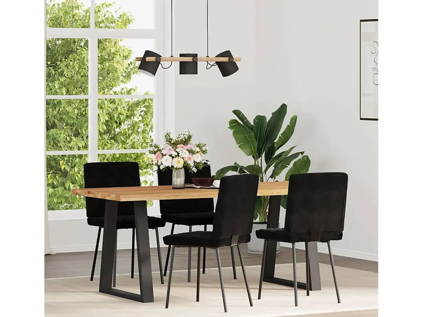 Sillas de comedor 4 unidades terciopelo negro