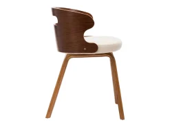 Sillas de comedor 4 unidades madera curvada y cuero sintético crema