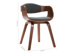 Sillas de comedor 4 unidades madera curvada y tela gris
