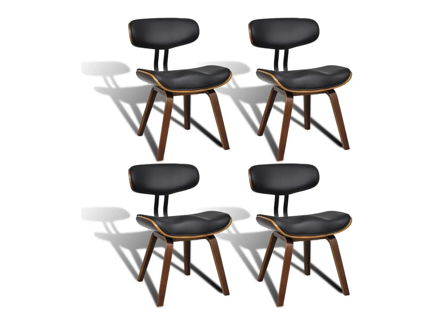 Sillas de comedor 4 unidades madera curvada y cuero artificial