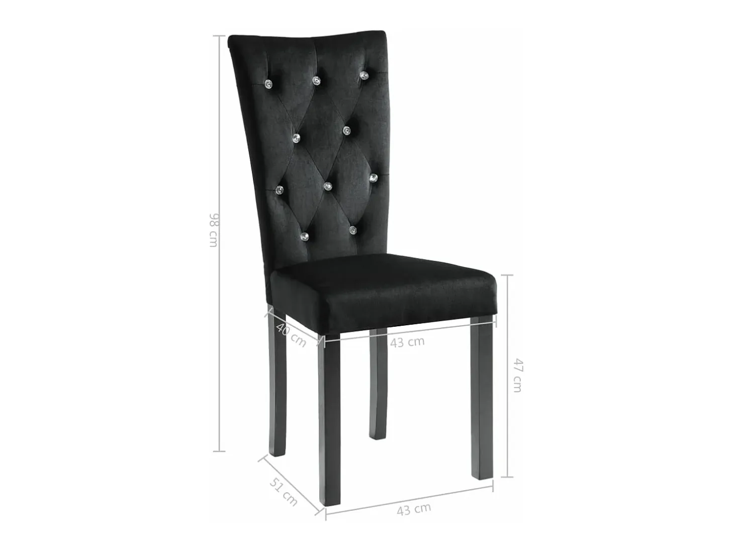 Sillas de comedor 4 unidades terciopelo negro