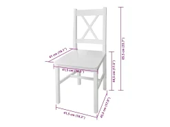 Sillas de comedor 4 unidades madera de pino blanco