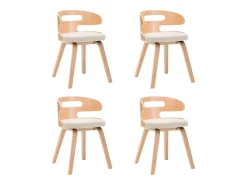 Sillas de comedor 4 unidades madera curvada y cuero sintético crema