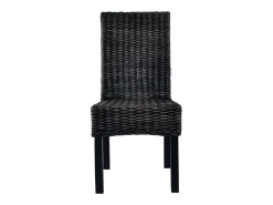 Sillas de comedor 6 unidades ratán Kubu y madera mango negro