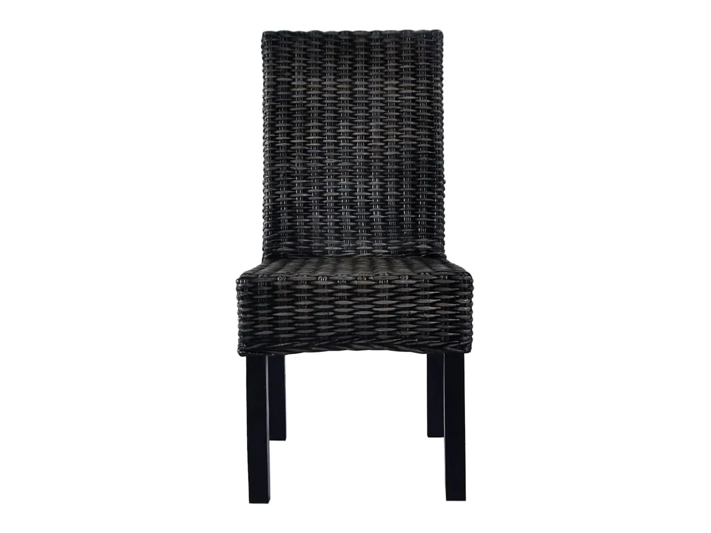 Sillas de comedor 6 unidades ratán Kubu y madera mango negro