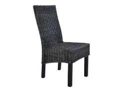 Sillas de comedor 6 unidades ratán Kubu y madera mango negro