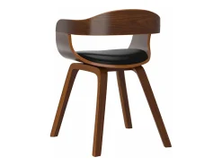 Sillas de comedor 4 unidades cuero sintético y madera curvada negro