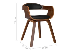 Sillas de comedor 4 unidades cuero sintético y madera curvada negro