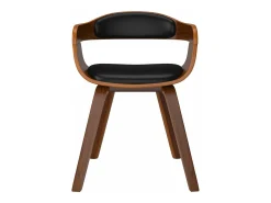 Sillas de comedor 4 unidades cuero sintético y madera curvada negro