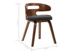Sillas de comedor 4 unidades madera curvada y tela gris oscuro