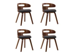 Sillas de comedor 4 unidades madera curvada y tela gris oscuro