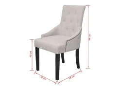 Sillas de comedor 2 unidades tela gris crema