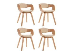 Sillas de comedor 4 unidades madera curvada y cuero sintético