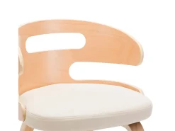 Sillas de comedor 6 unidades madera curvada y cuero sintético crema