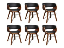 Sillas de comedor 6 unidades madera curvada y cuero artificial