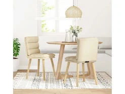 Sillas de comedor 2 unidades tela color crema