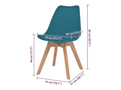 Sillas de comedor 2 unidades plástico turquesa