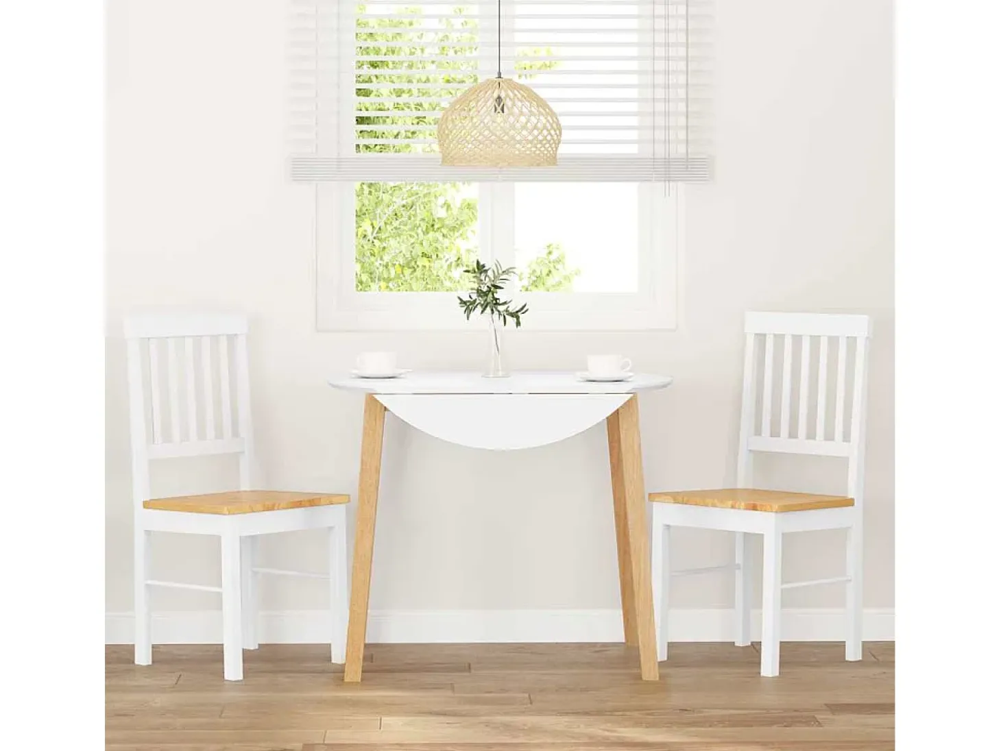 Sillas de comedor 2 unidades madera maciza de caucho blanco