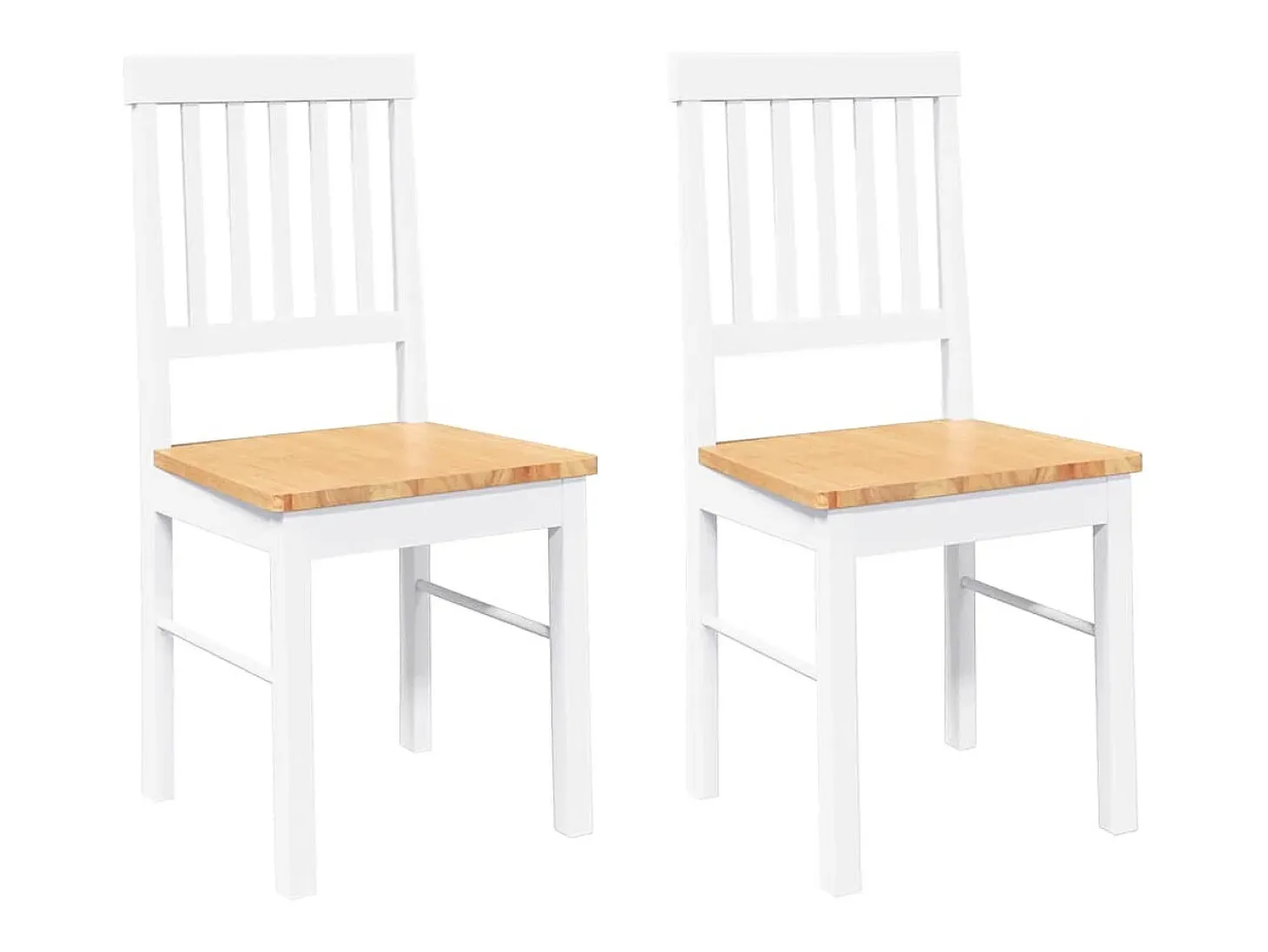 Sillas de comedor 2 unidades madera maciza de caucho blanco