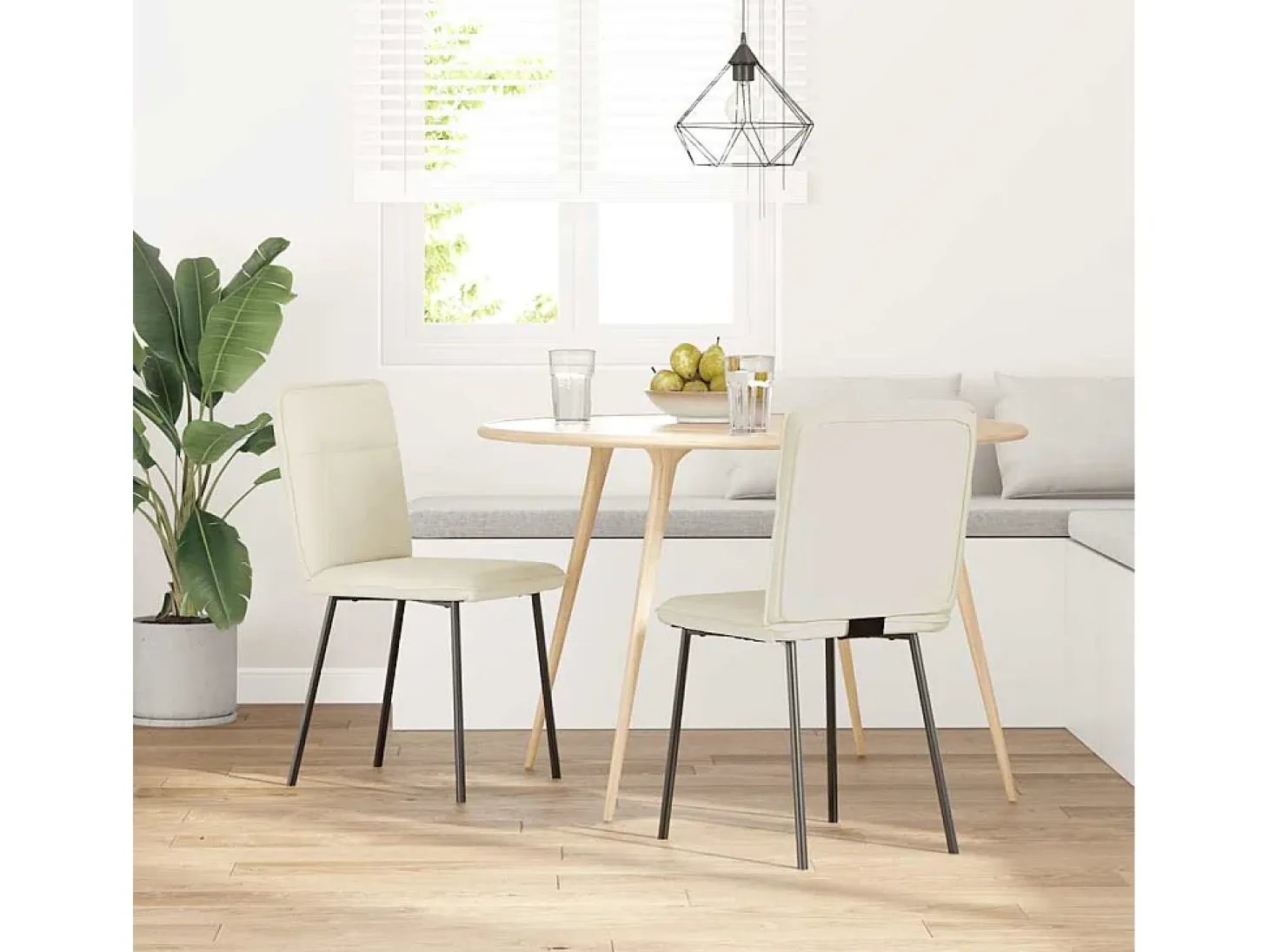 Sillas de comedor 2 unidades terciopelo crema