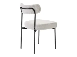 Sillas de Comedor Bouclettes SucceBuy, Juego de 4 Sillas de Cocina Sherpa, con Respaldo Curvo y Patas de Metal, para Mesa de Comedor, Blanco