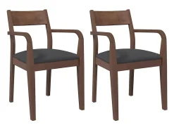 Sillas de comedor con cojines 2 uds madera maciza marrón caucho