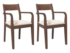 Sillas de comedor con cojines 2 uds madera maciza marrón caucho