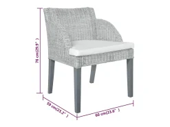 Sillas de comedor con cojines 2 unidades ratán natural gris