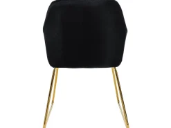 Sillas de comedor con respaldo juego de 2 tapicería de terciopelo negro con patas de metal ML-Design