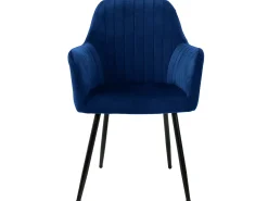 Sillas de comedor con respaldo y respaldo. reposabrazos Juego de 2 azul con revestimiento de terciopelo y