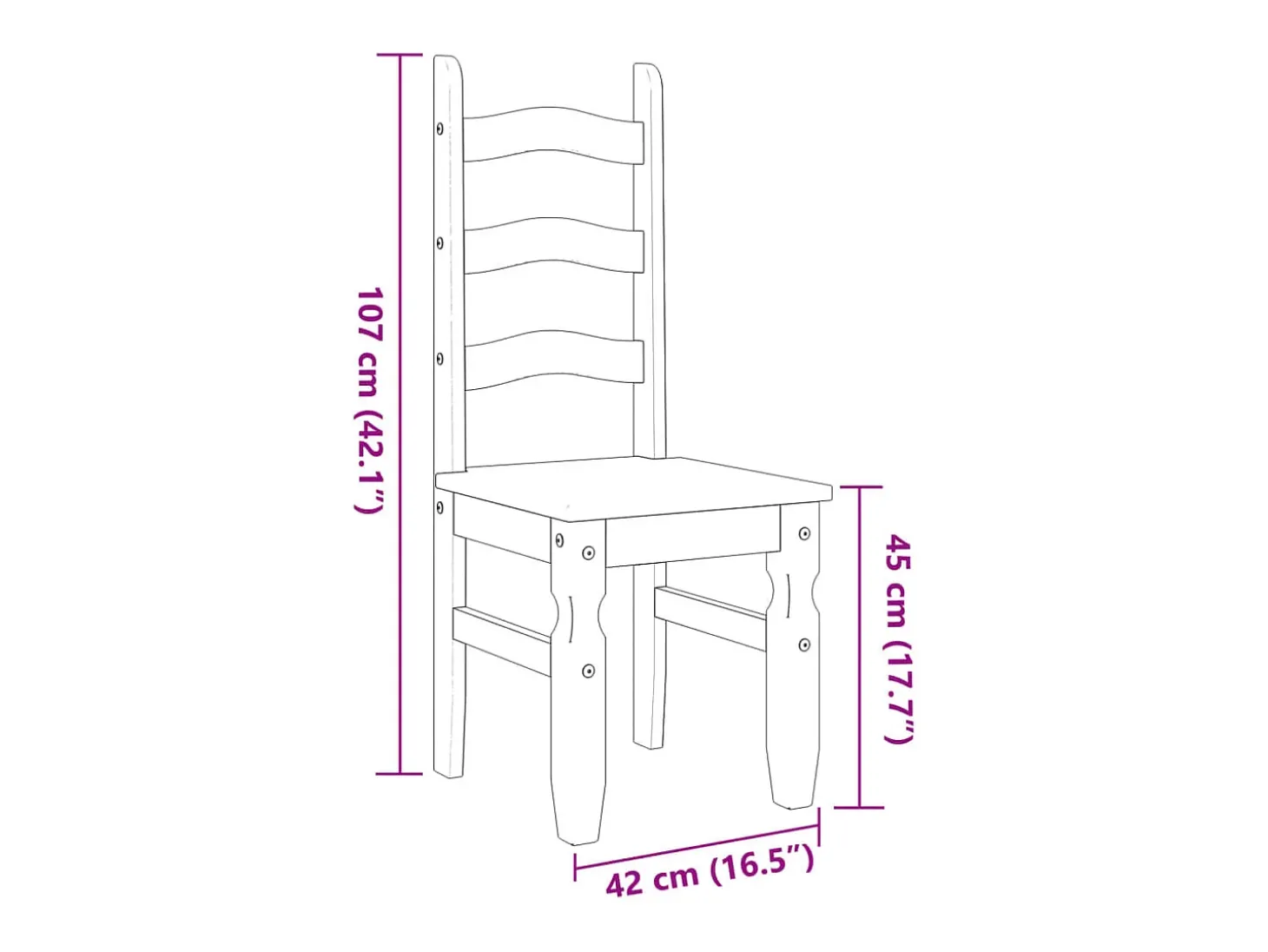 Sillas de comedor Corona 2 uds madera pino gris 42x47x107 cm