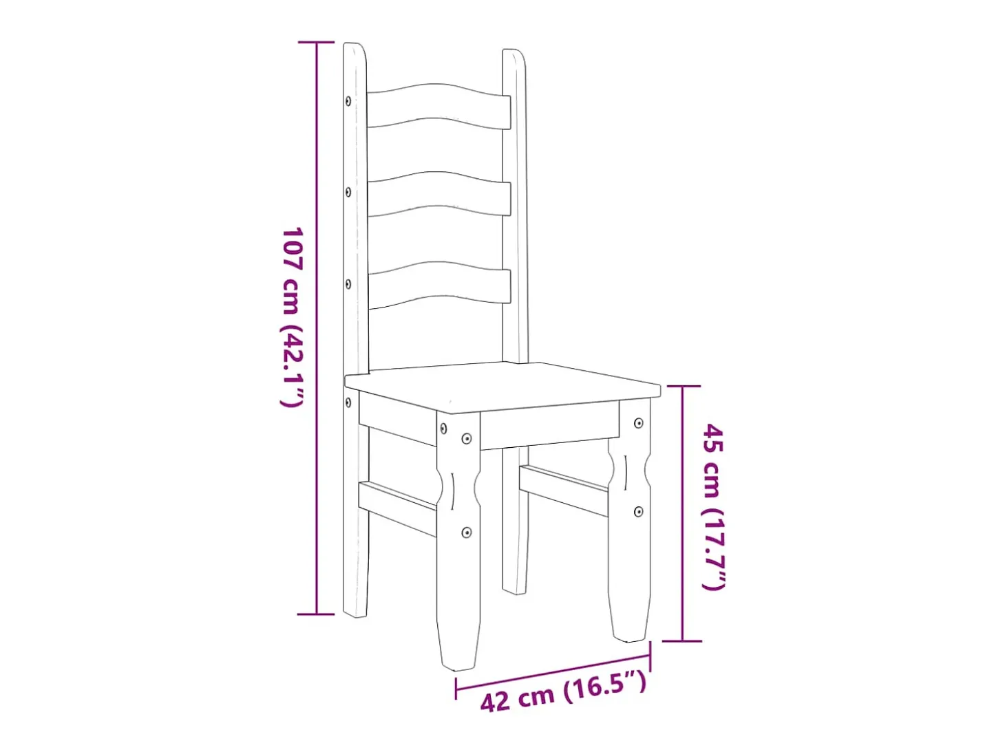 Sillas de comedor Corona 2 uds madera pino blanco 42x47x107 cm