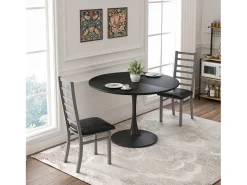 Sillas de comedor de metal, diseño elegante, piel sintética, patas de acero, color gris (40x47x107 cm)