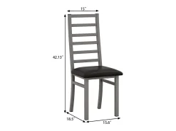 Sillas de comedor de metal, diseño elegante, piel sintética, patas de acero, color gris (40x47x107 cm)