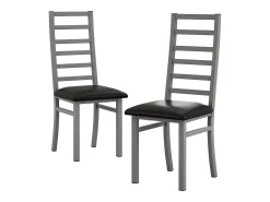 Sillas de comedor de metal, diseño elegante, piel sintética, patas de acero, color gris (40x47x107 cm)