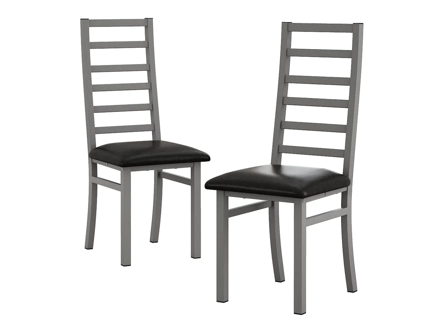 Sillas de comedor de metal, diseño elegante, piel sintética, patas de acero, color gris (40x47x107 cm)