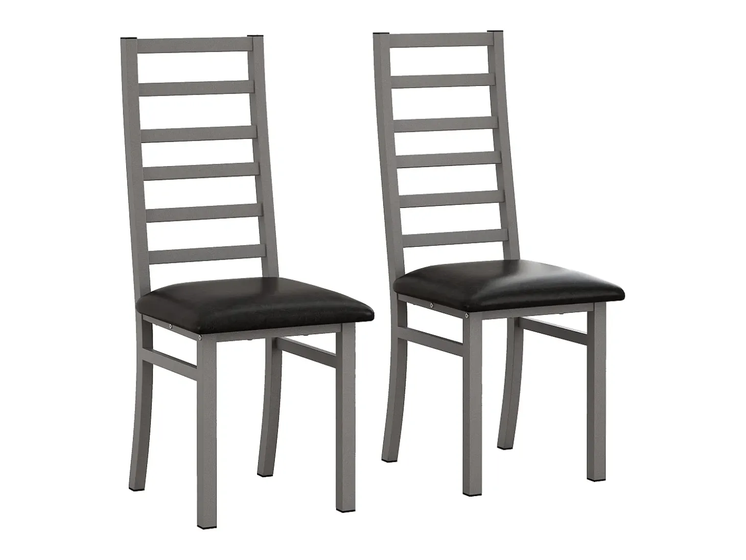 Sillas de comedor de metal, diseño elegante, piel sintética, patas de acero, color gris (40x47x107 cm)