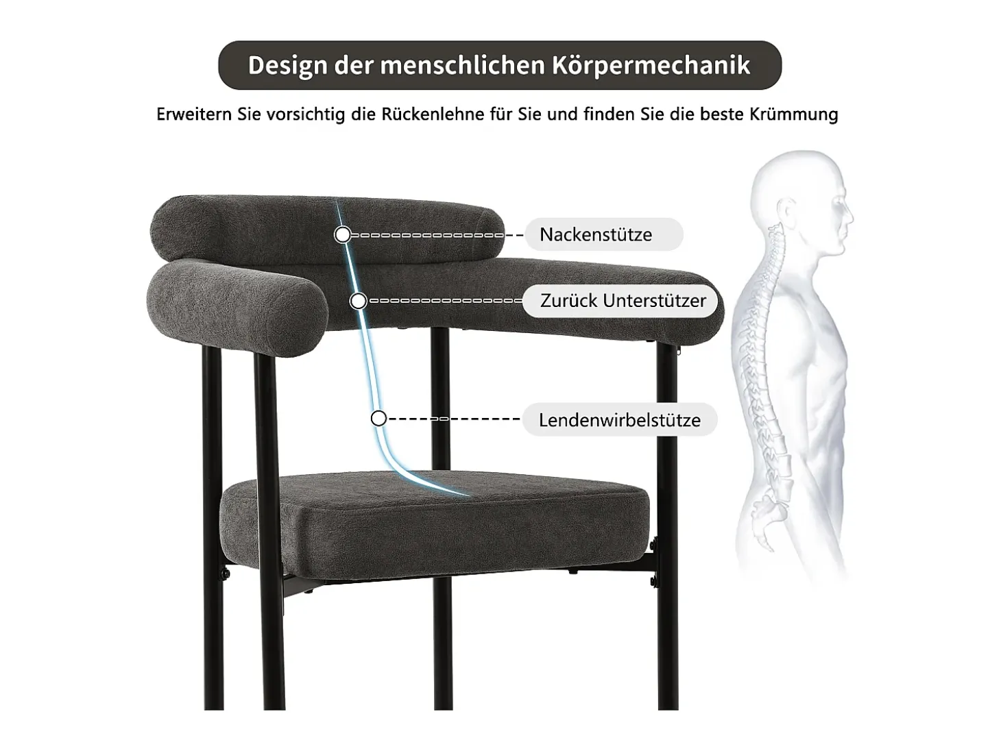 sillas de comedor de terciopelo gris oscuro con patas de metal, diseño cómodo y moderno (70 x 62 x 84 cm)