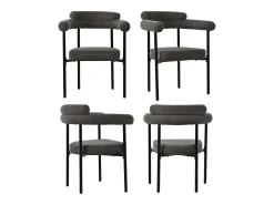 sillas de comedor de terciopelo gris oscuro con patas de metal, diseño cómodo y moderno (70 x 62 x 84 cm)