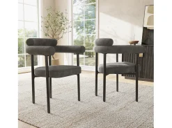 sillas de comedor de terciopelo gris oscuro con patas de metal, diseño cómodo y moderno (70 x 62 x 84 cm)