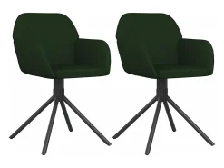 Sillas de comedor giratorias 2 unidades terciopelo verde oscuro