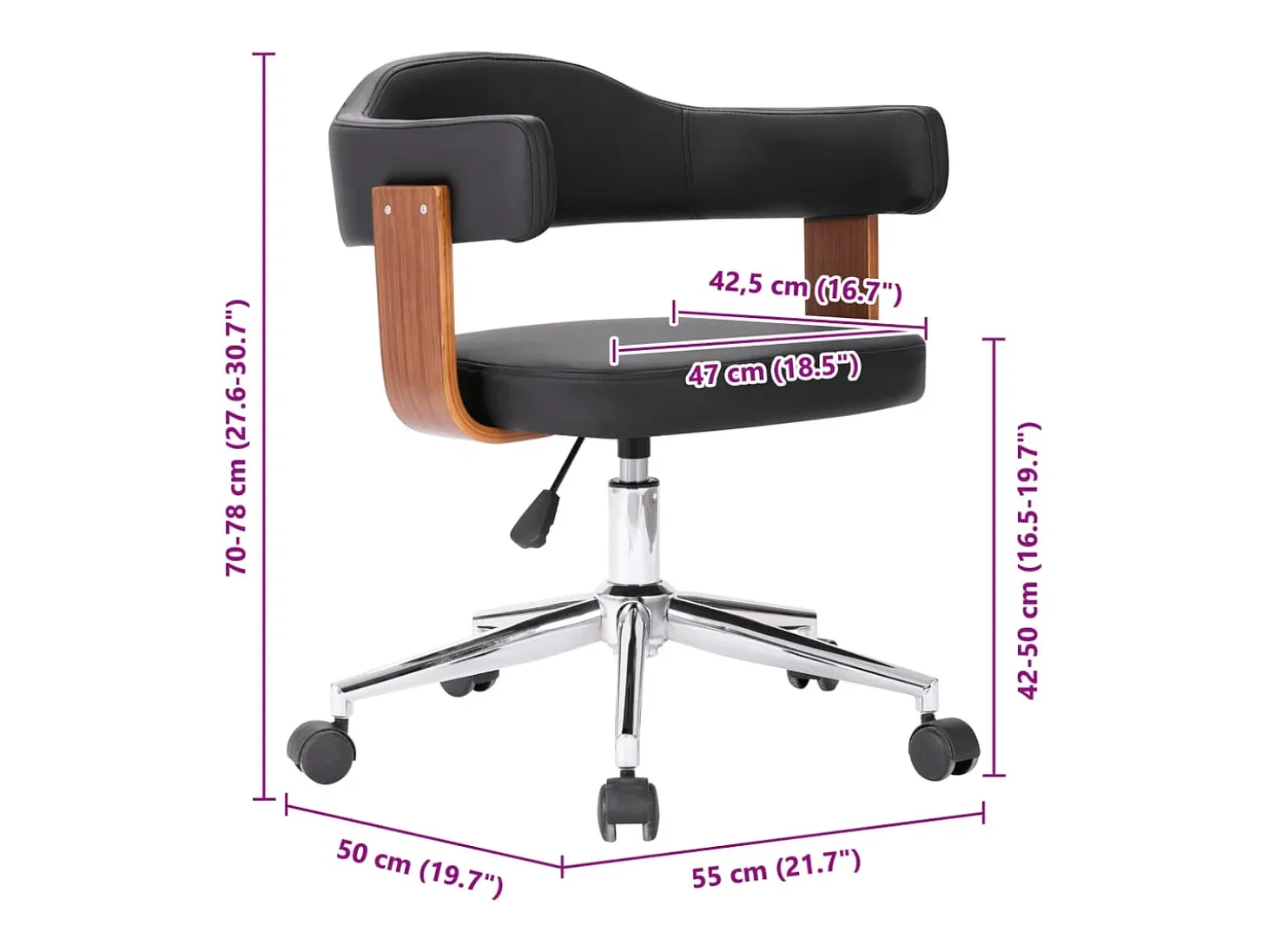 Sillas de comedor giratorias 2 unidades madera curvada y cuero negro