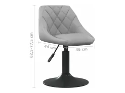 Sillas de comedor giratorias 2 unidades de terciopelo gris claro