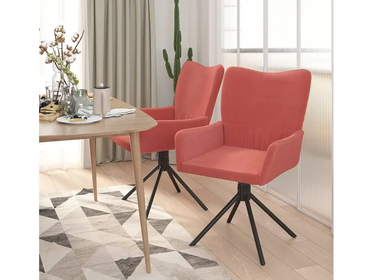 Sillas de comedor giratorias 2 unidades terciopelo rosa