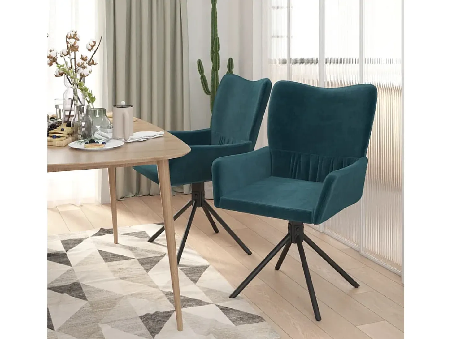 Sillas de comedor giratorias 2 unidades terciopelo azul