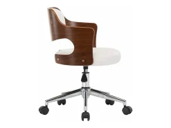 Sillas de comedor giratorias 4 unidades madera curvada cuero blanco
