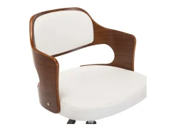 Sillas de comedor giratorias 4 unidades madera curvada cuero blanco