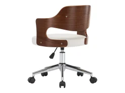 Sillas de comedor giratorias 4 unidades madera curvada cuero blanco