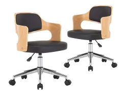 Sillas de comedor giratorias 2 uds madera curvada y cuero negro ES285849